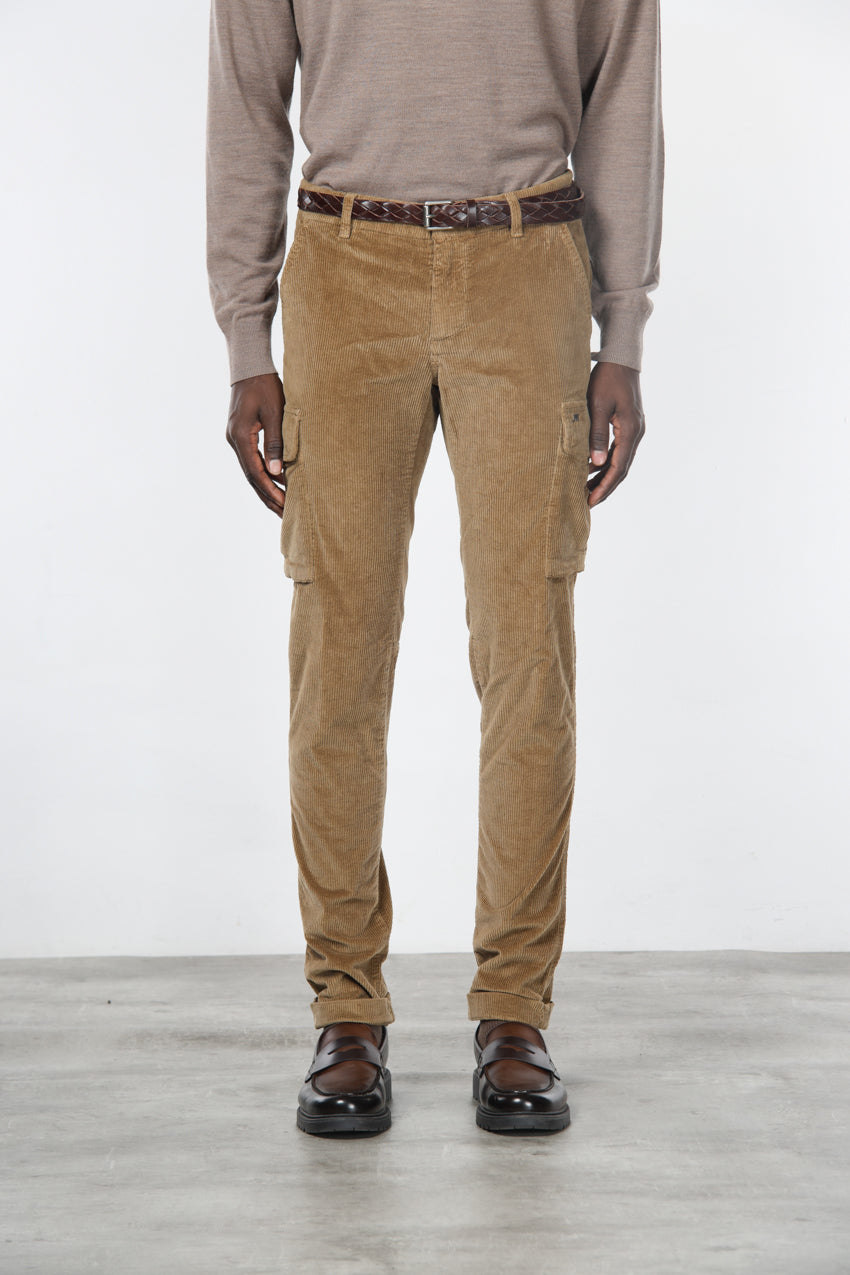 Chile pantalón cargo hombre en pana de 500 rayas, extra slim fit ①
