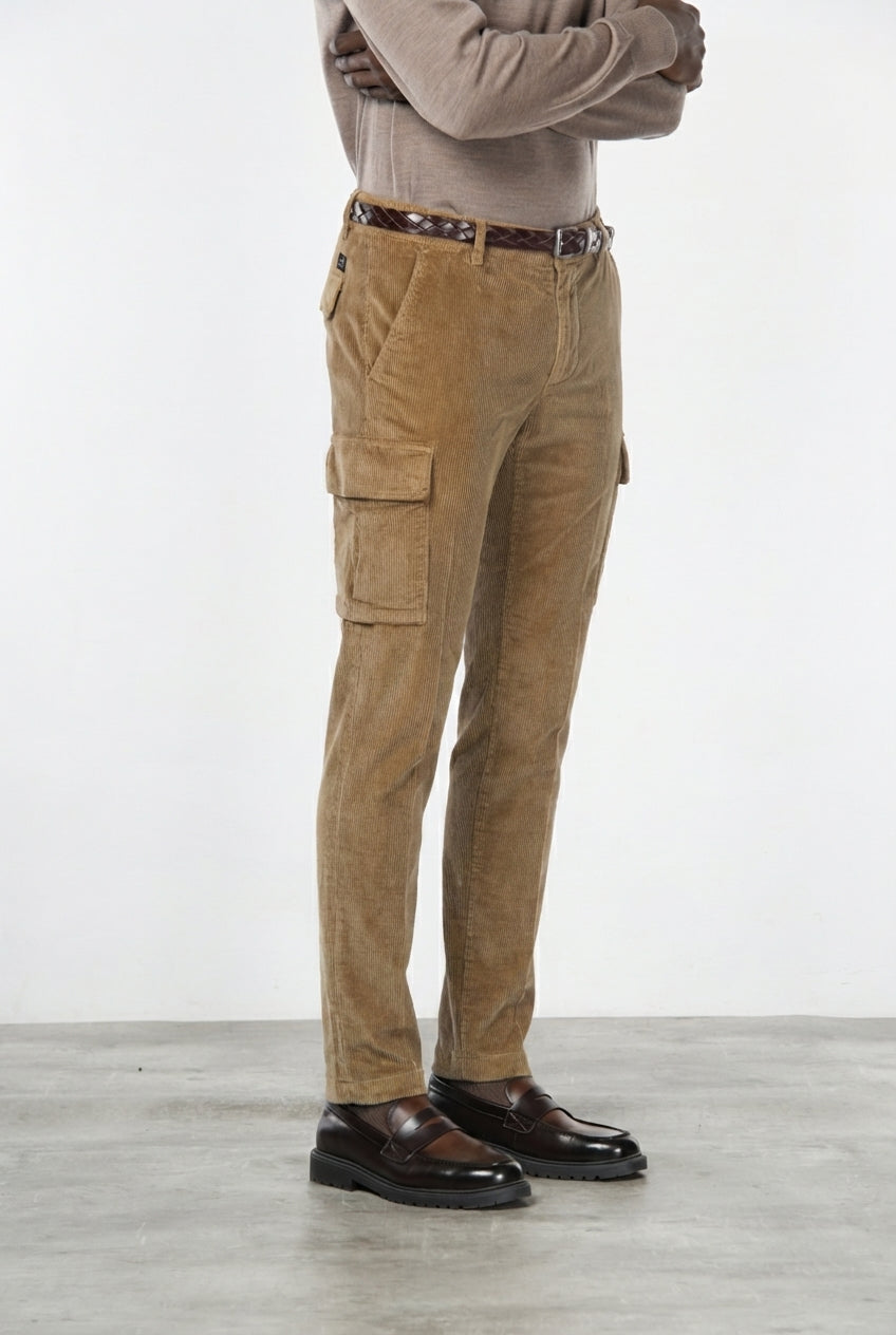 Chile pantalón cargo hombre en pana de 500 rayas, extra slim fit ①