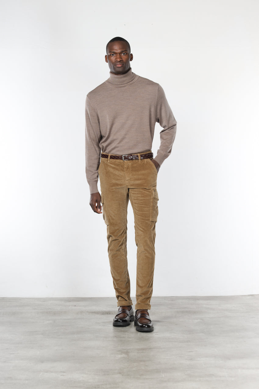 Chile pantalón cargo hombre en pana de 500 rayas, extra slim fit ①