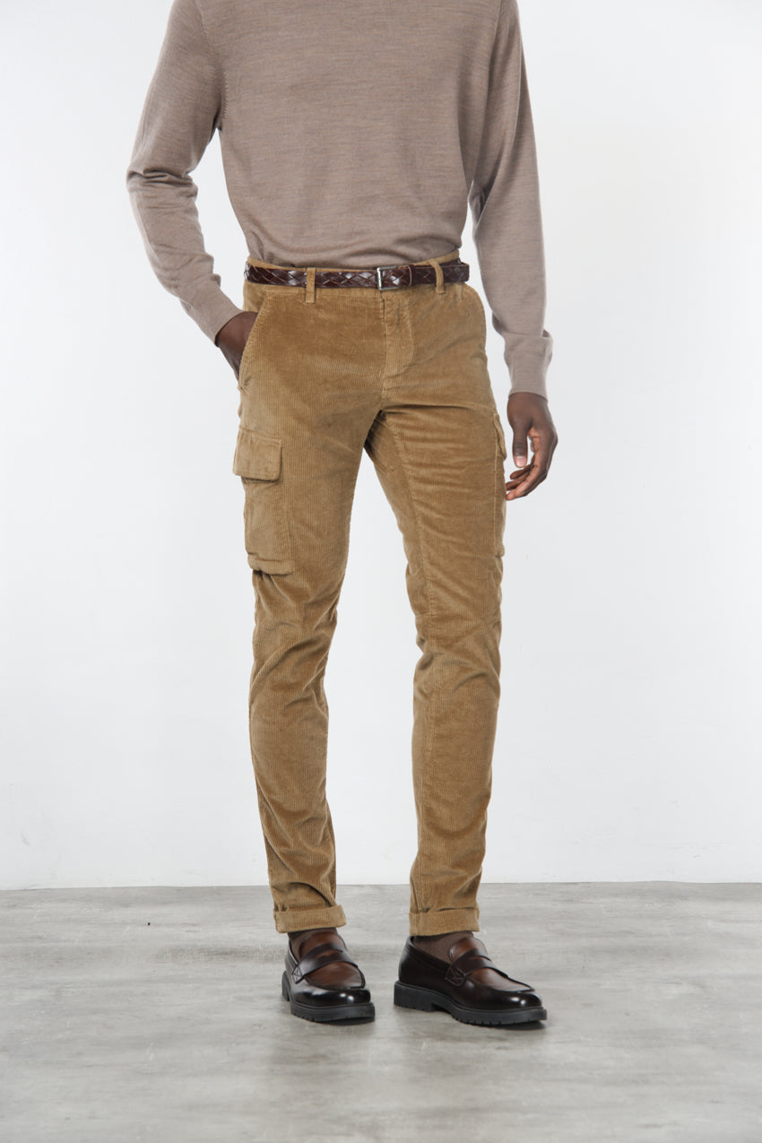 Chile pantalón cargo hombre en pana de 500 rayas, extra slim fit ①