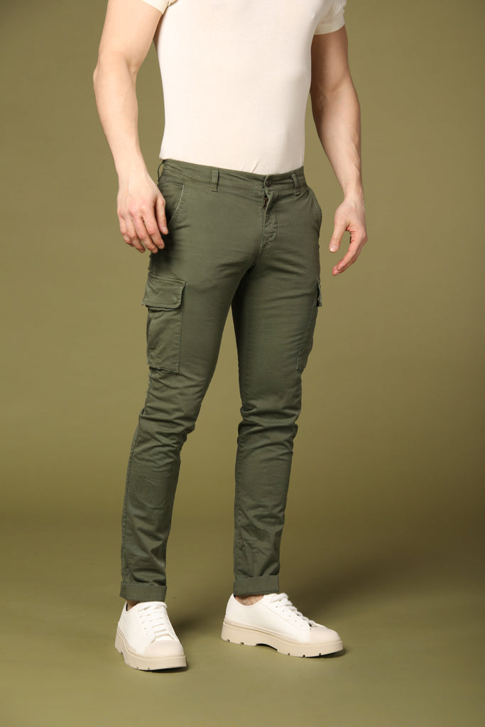 Image 2 of men's Chile model cargo pants in green, extra slim fit by Mason's