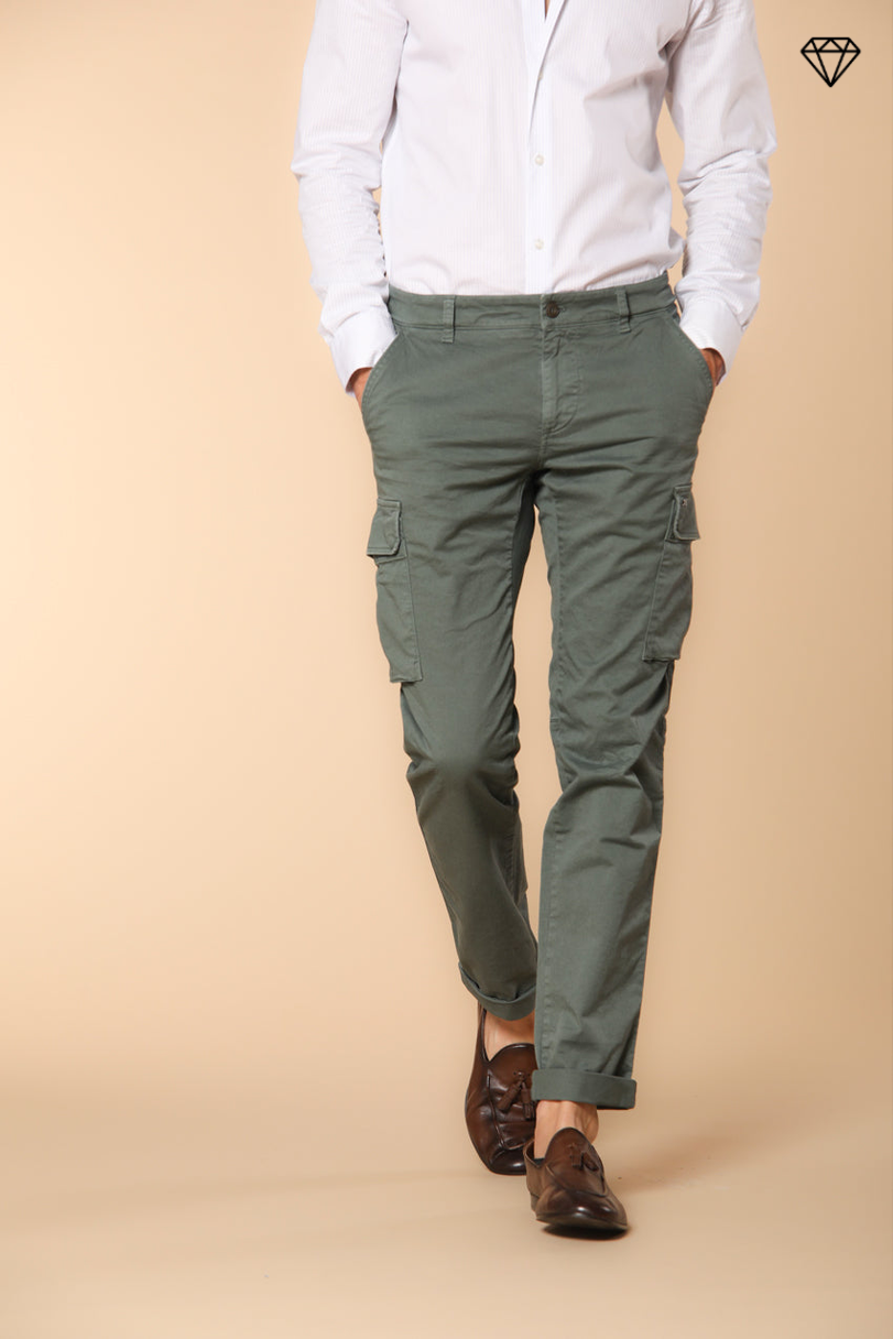 Chile Men's cargo pants in stretch satin Extra Slim Fit ①