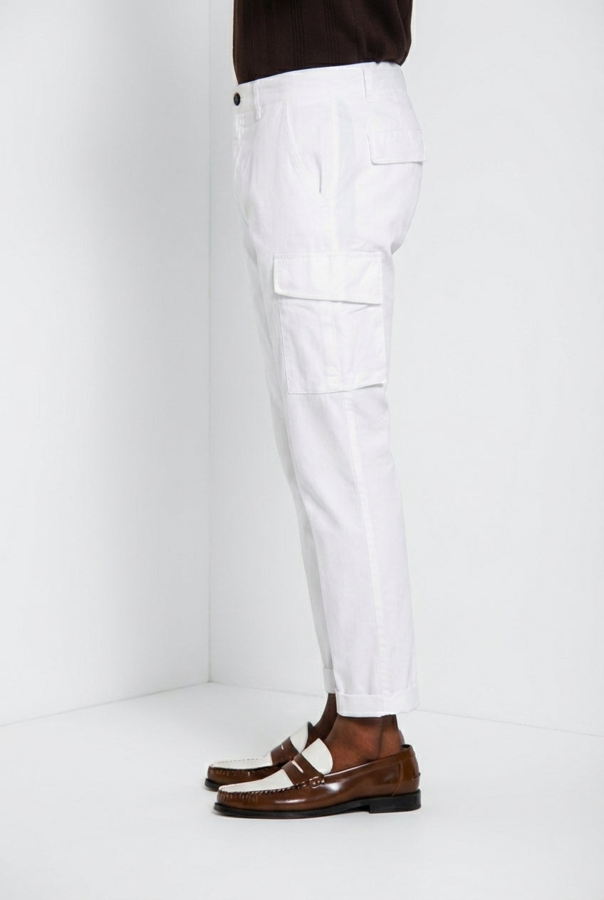 Chile pantalon cargo homme en satin stretch extra slim fit ①