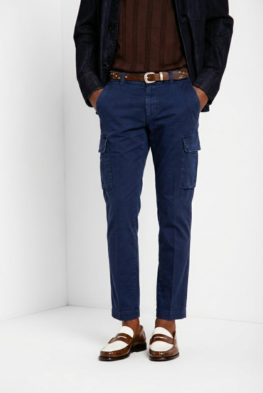 Chile pantalon cargo homme en satin stretch extra slim fit ①