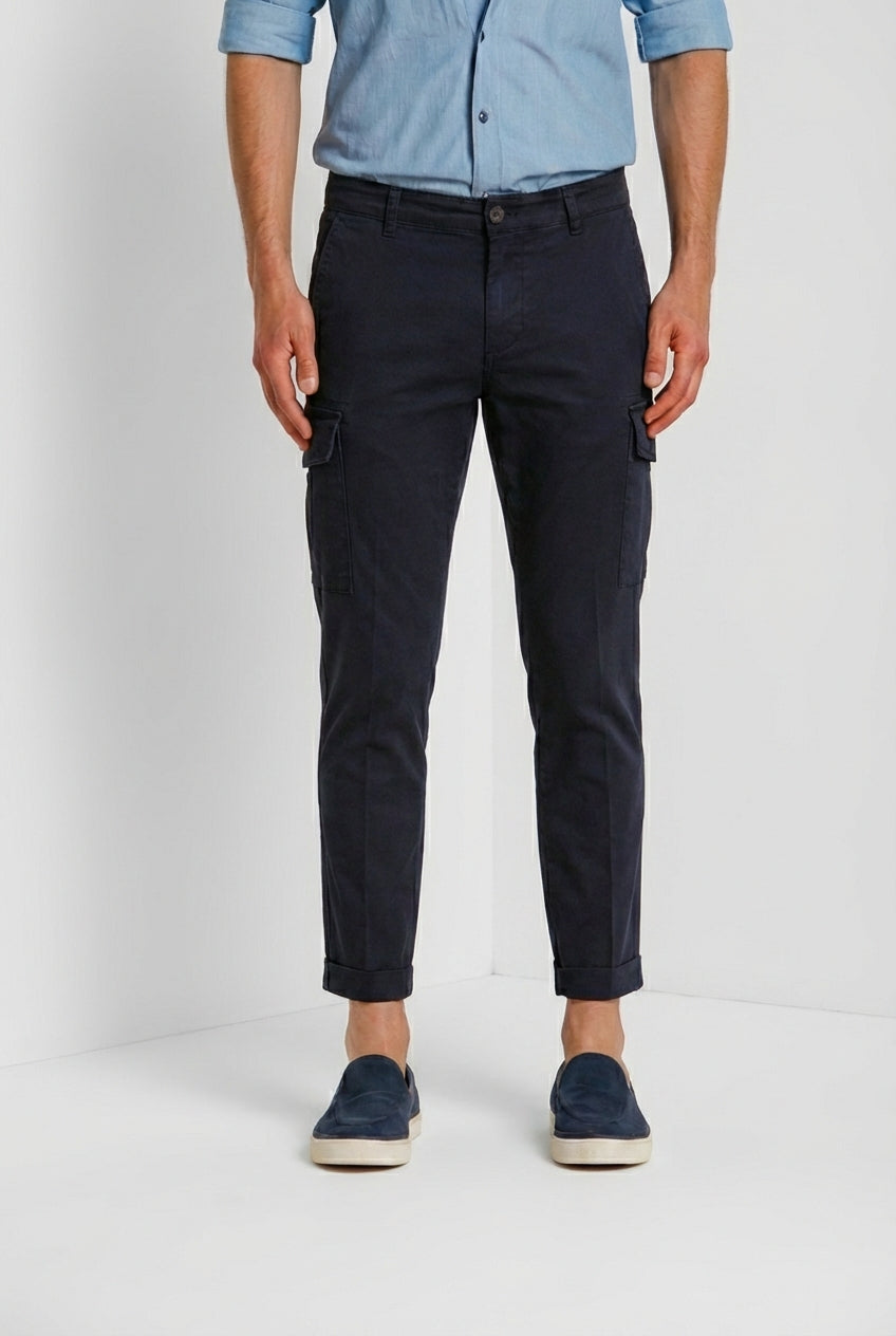 Chile pantalon cargo homme en satin stretch extra slim fit ①