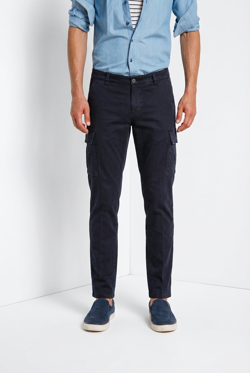 Chile pantalon cargo homme en satin stretch extra slim fit ①