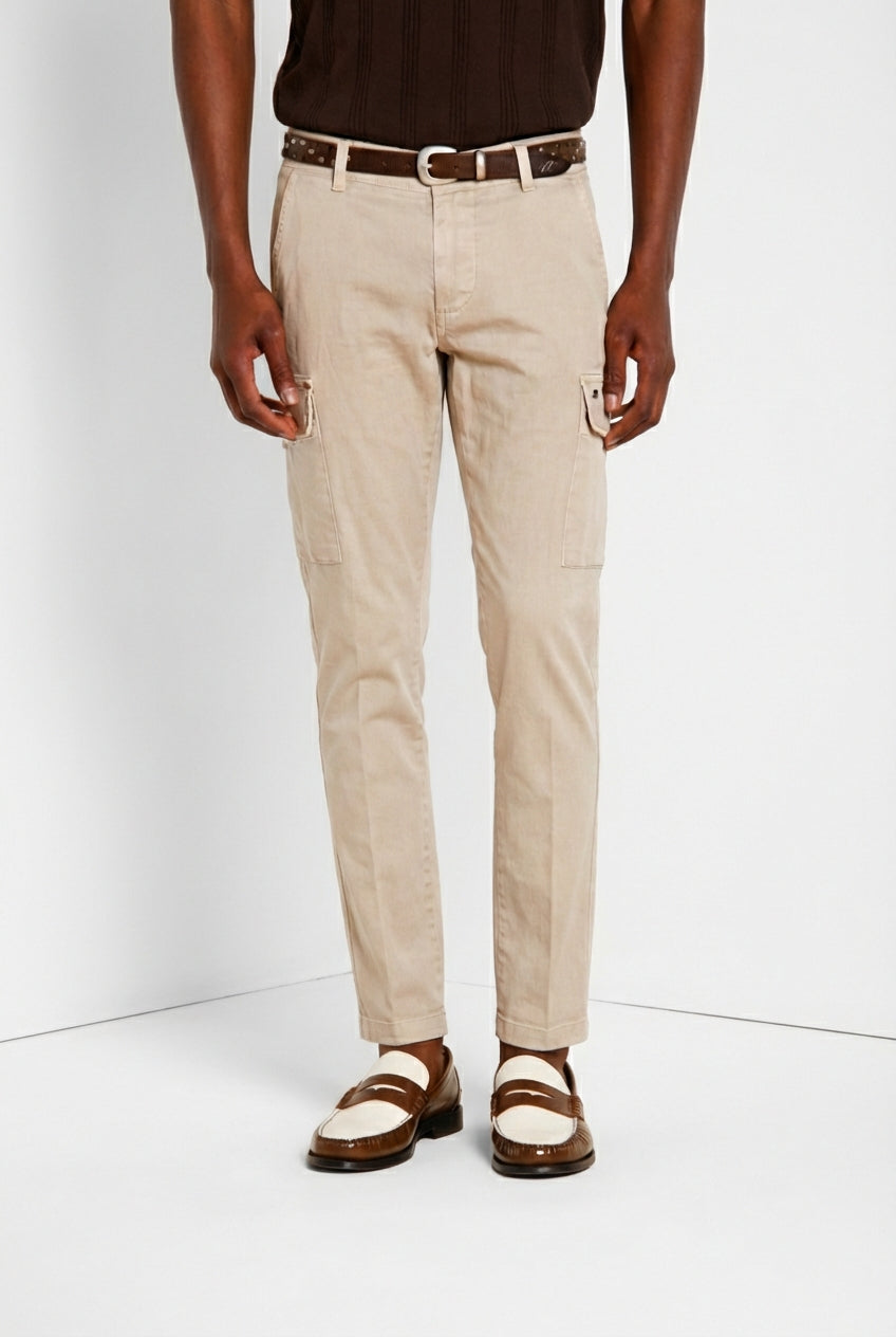 Chile pantalon cargo homme en satin stretch extra slim fit ①