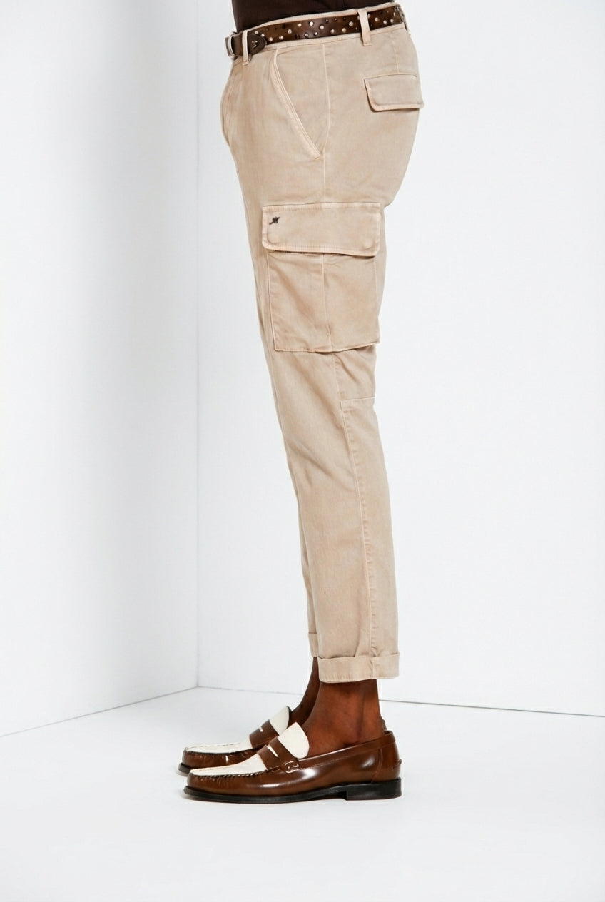 Chile pantalon cargo homme en satin stretch extra slim fit ①