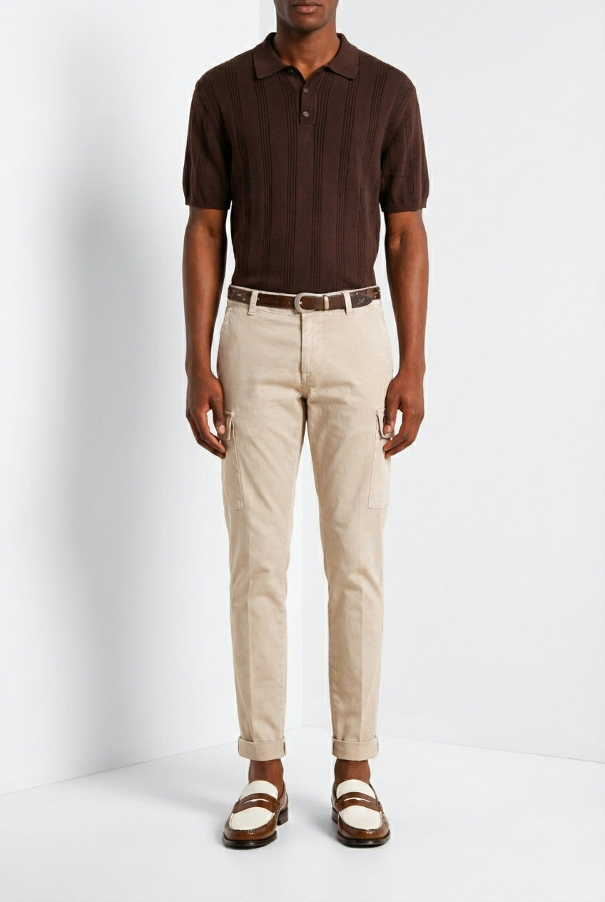 Chile pantalon cargo homme en satin stretch extra slim fit ①