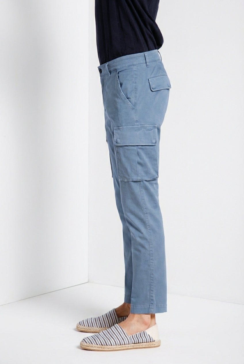 Chile pantalon cargo homme en satin stretch extra slim fit ①