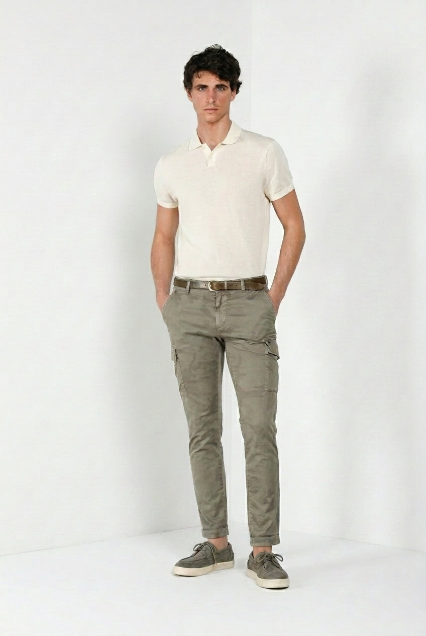 Chile men's cargo pants in twill camouflage print extra slim fit ①
