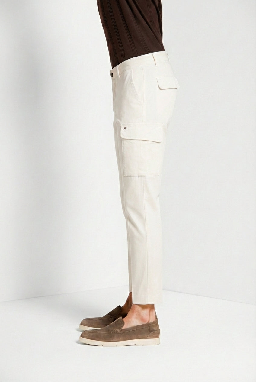 Chile pantalon cargo homme en satin stretch extra slim fit ①