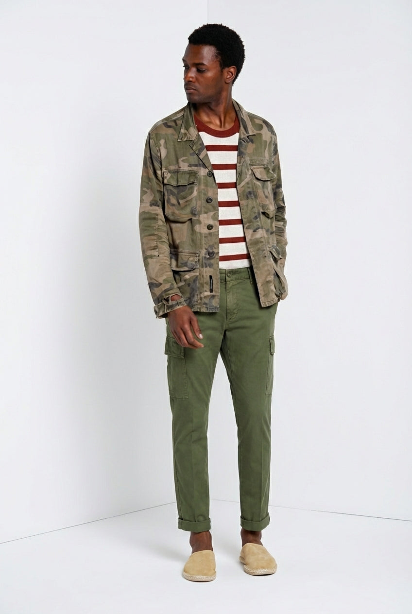 Chile pantalon cargo homme en satin stretch extra slim fit ①