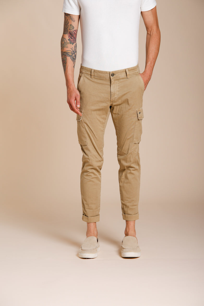 Chile pantalon cargo homme en satin stretch extra slim fit ①