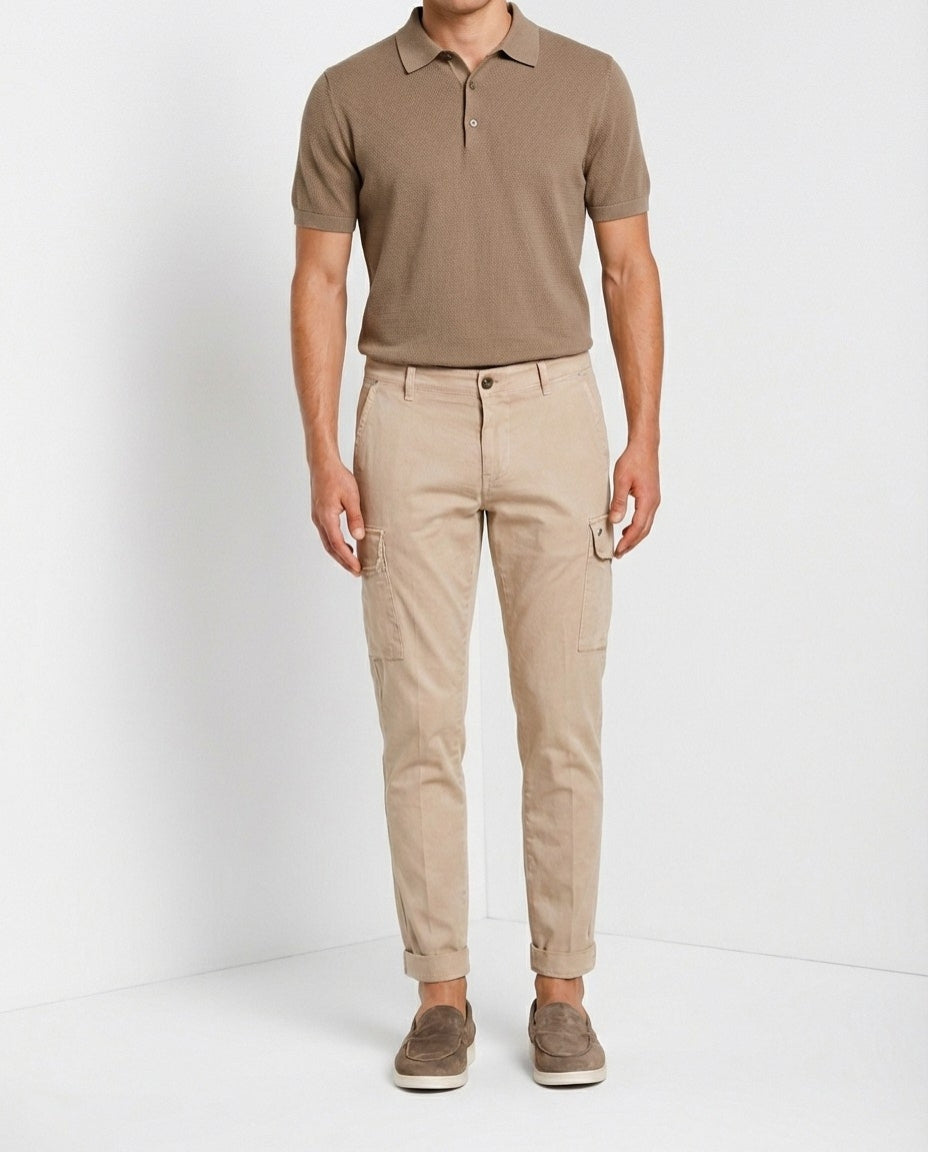 Chile pantalon cargo homme en satin stretch extra slim fit ①