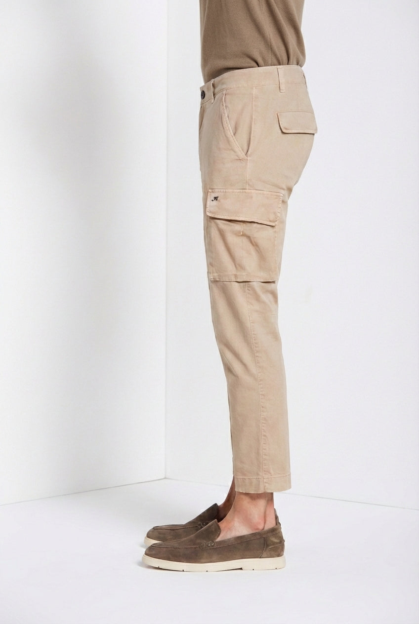Chile pantalon cargo homme en satin stretch extra slim fit ①