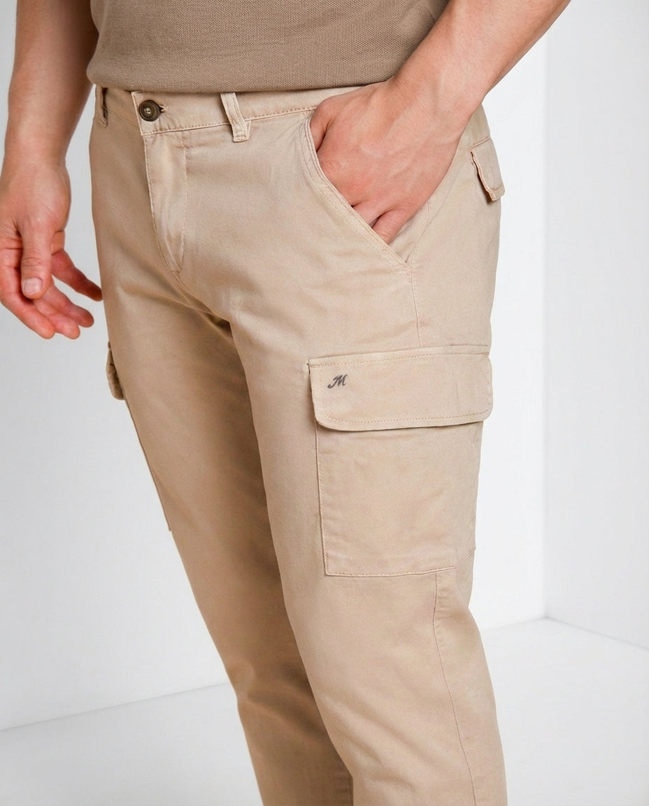 Chile pantalon cargo homme en satin stretch extra slim fit ①