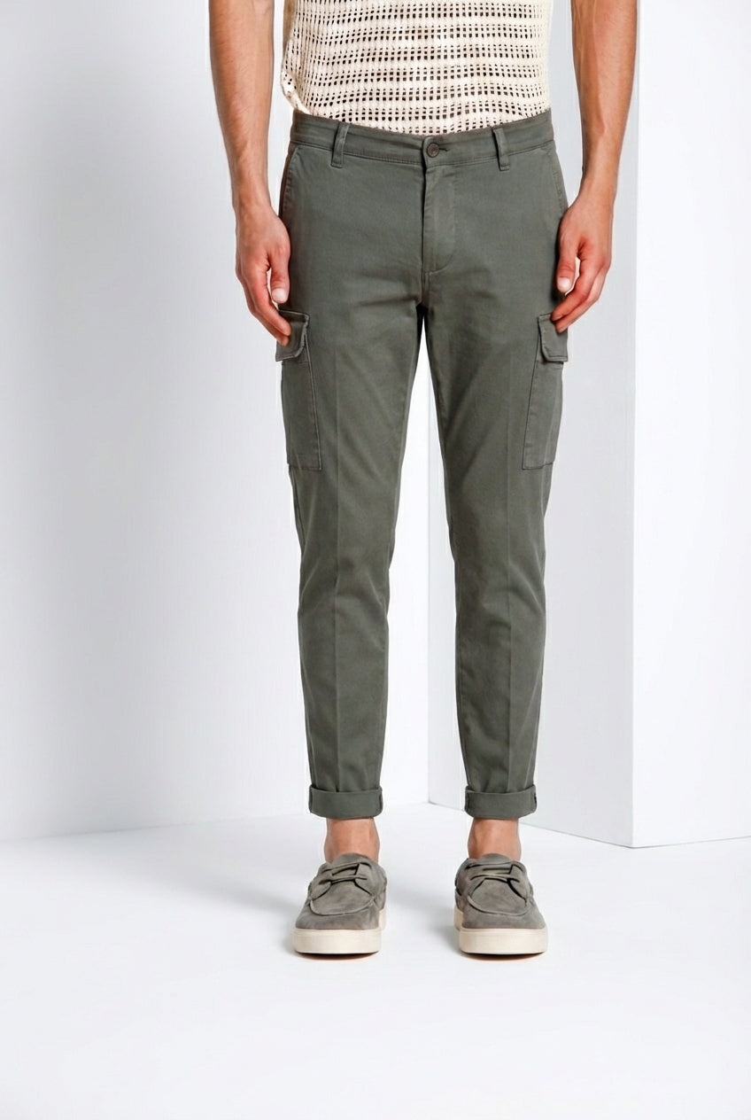 Chile pantalon cargo homme en satin stretch extra slim fit ①