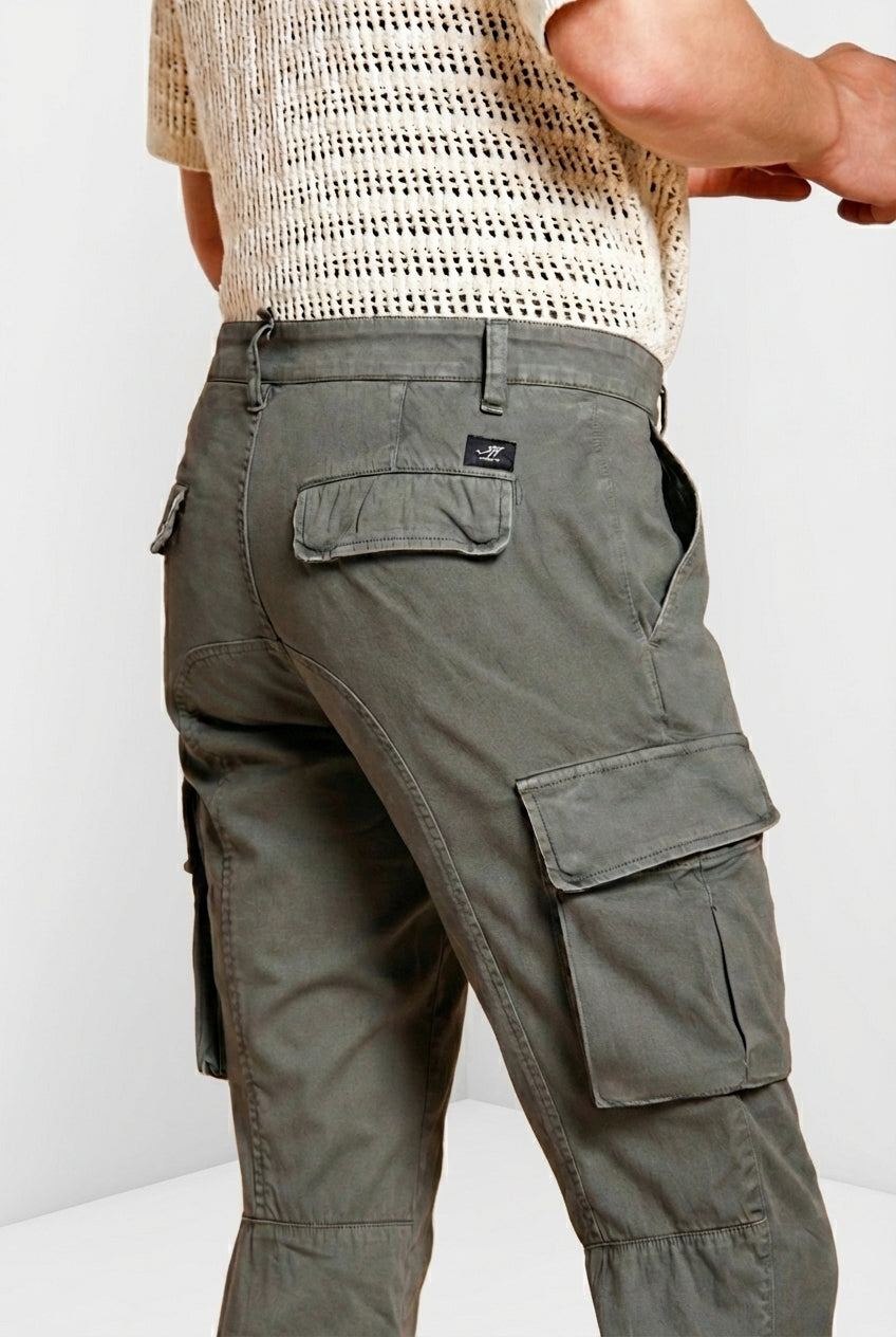 Chile men's cargo pants in stretch satin extra slim fit ①