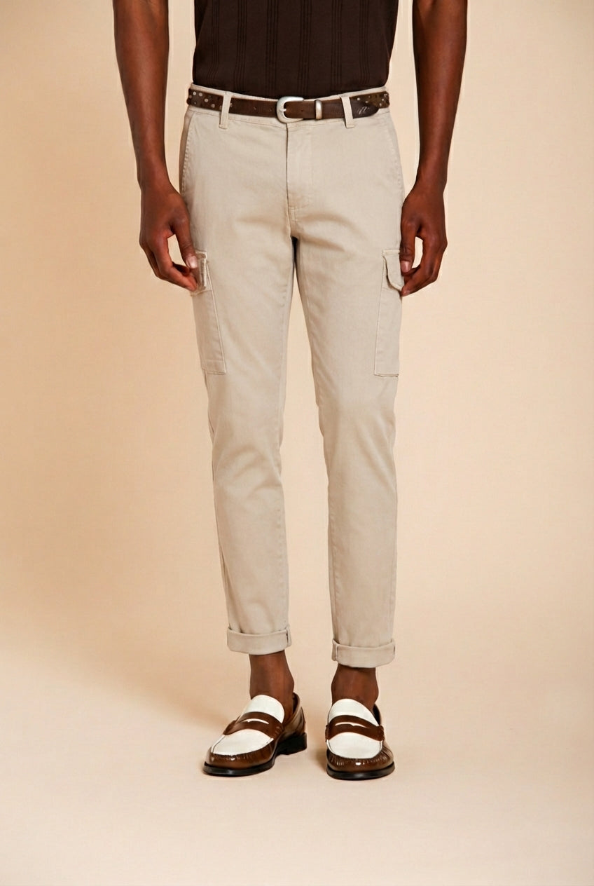 Chile pantalone cargo uomo in raso stretch extra slim fit ①