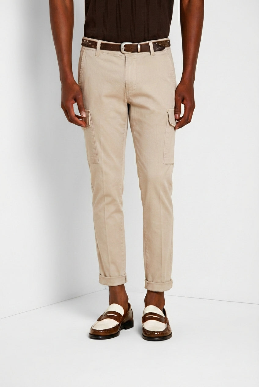 Chile pantalón cargo hombre en satén stretch extra slim fit ①