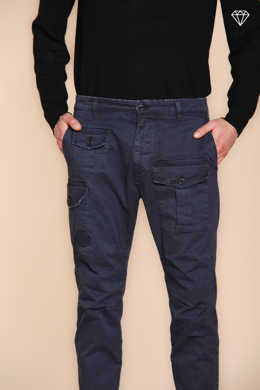 Foto 3 George Coolpocket pantalone cargo uomo in gabardina logo edition carrot fit ①