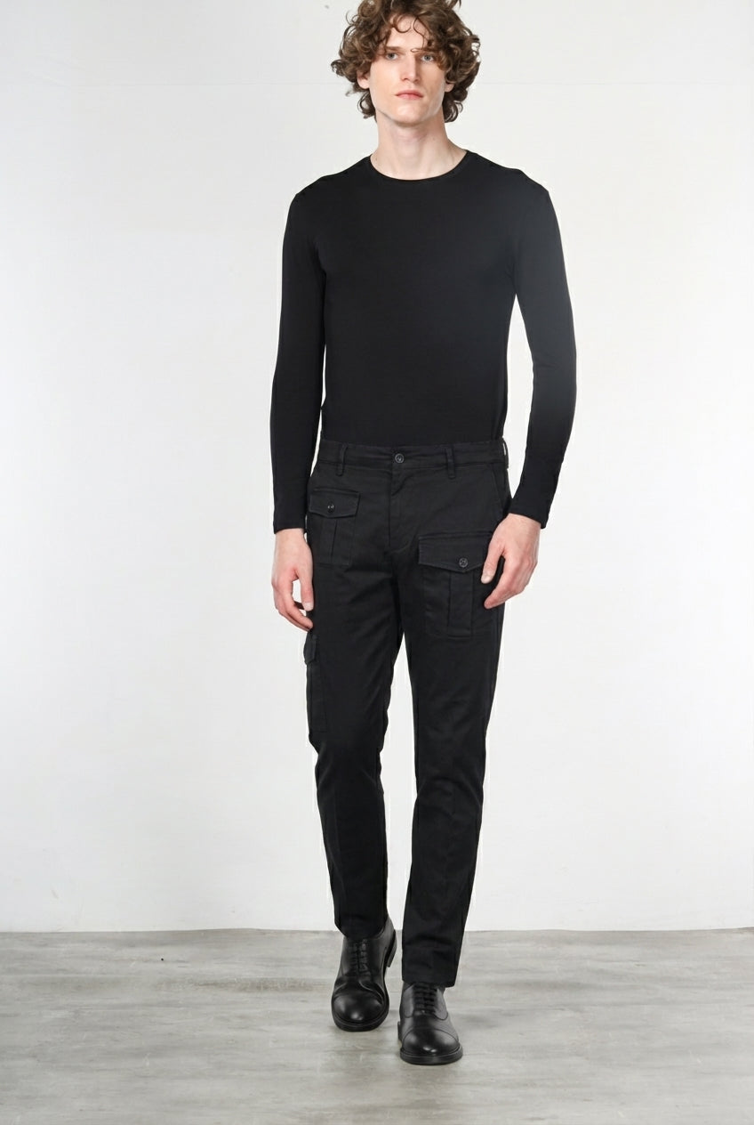 George Coolpocket pantalone cargo uomo in gabardina carrot fit ①