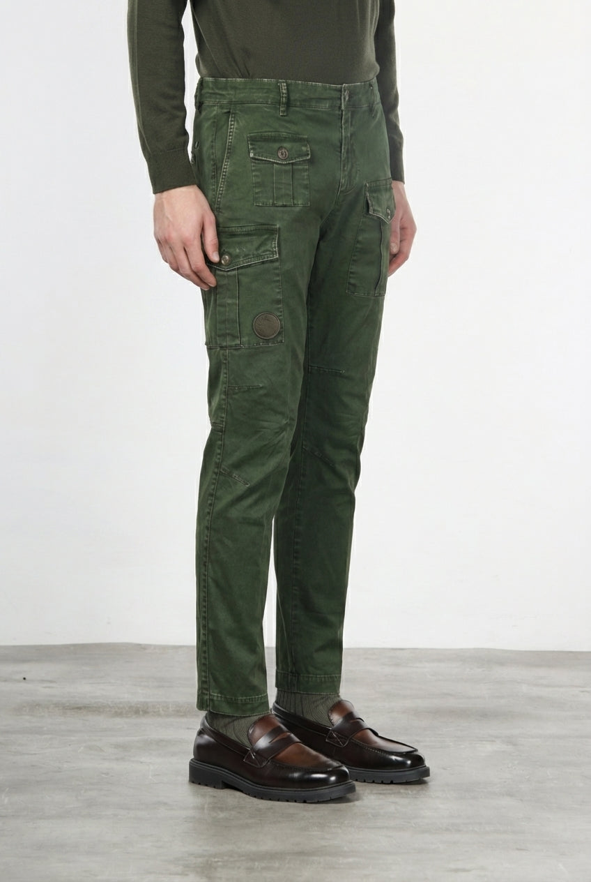 George Coolpocket pantalone cargo uomo in gabardina carrot fit ①