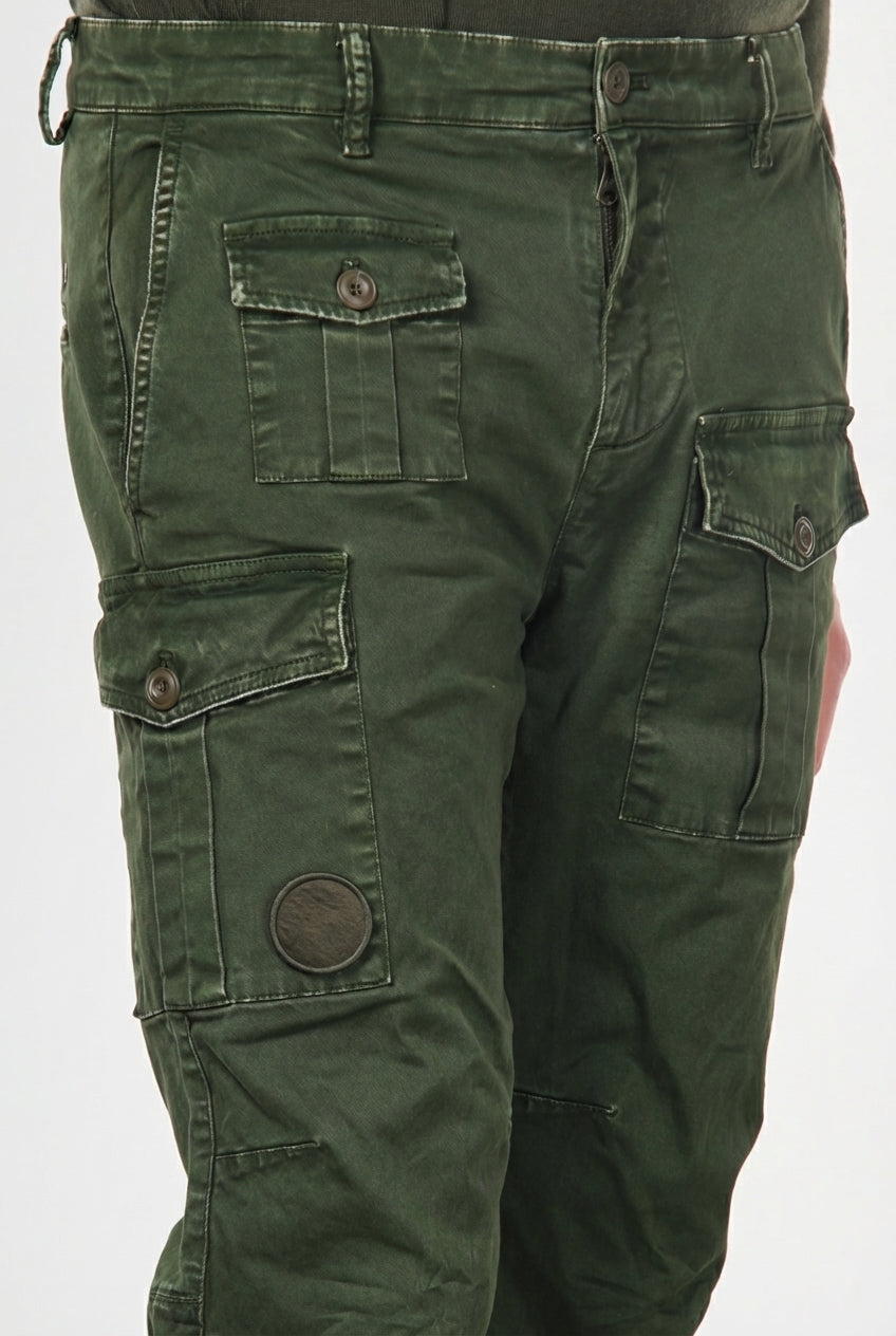 George Coolpocket pantalone cargo uomo in gabardina carrot fit ①
