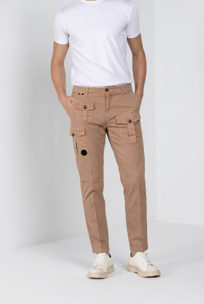 George Coolpocket pantalon cargo homme en twill léger stretch Logo Edition carrot fit ①