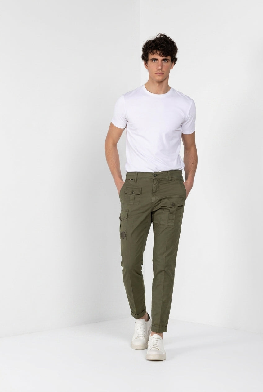 George Coolpocket pantalón cargo hombre en twill ligero stretch Logo Edition carrot fit ①