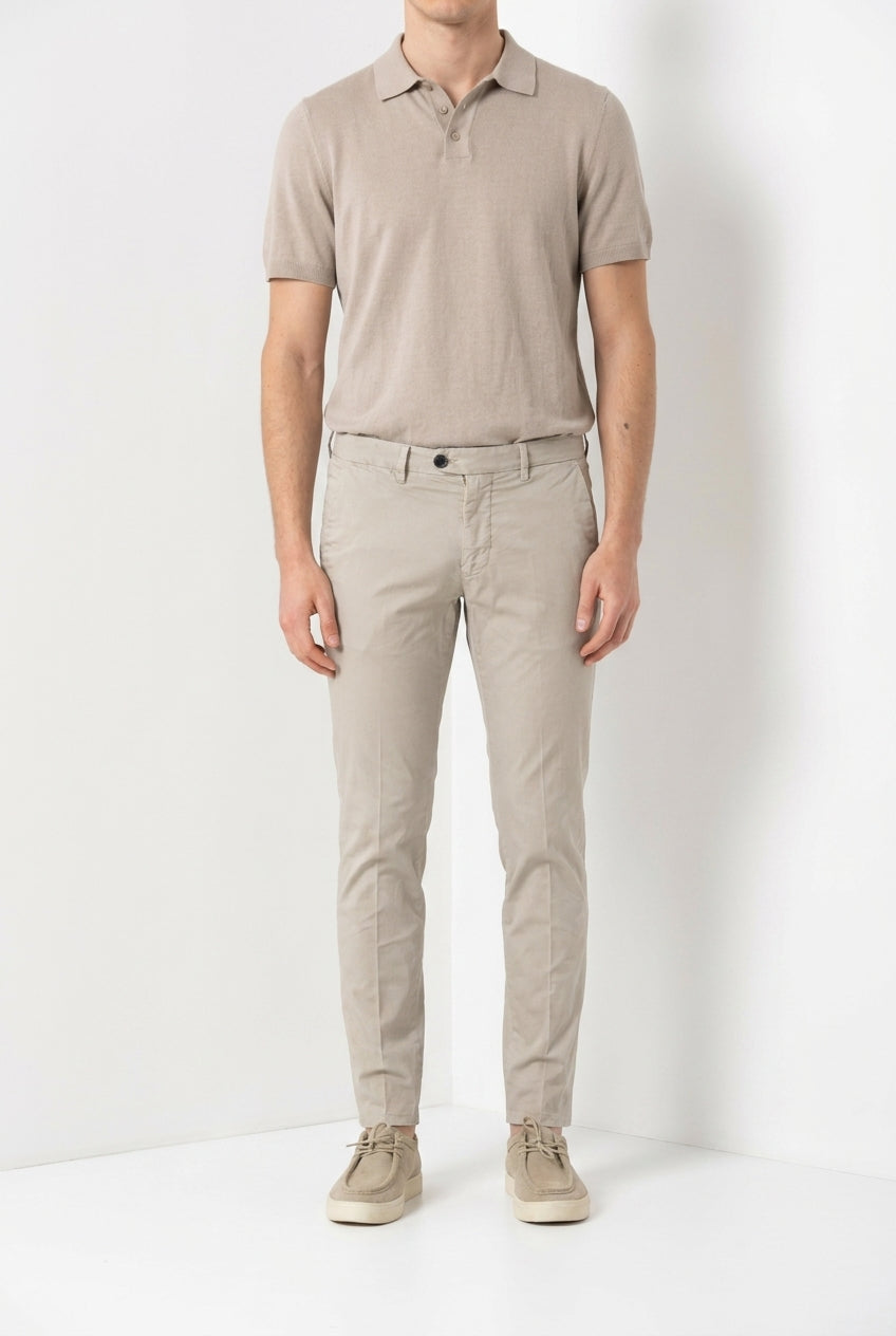 Torino delamere pantalone chino uomo in gabardina stretch slim fit