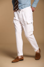 Cargo 22 men's cargo pants in broken cotton-hemp fabric with a relaxed fit