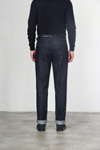 Pinces pantalone chino uomo in tecno denim stretch relaxed fit