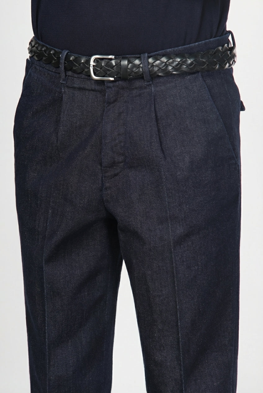 Pinces pantalone chino uomo in tecno denim stretch relaxed fit