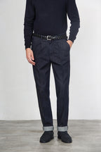 Pinces pantalone chino uomo in tecno denim stretch relaxed fit