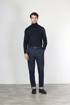 Pinces pantalone chino uomo in tecno denim stretch relaxed fit