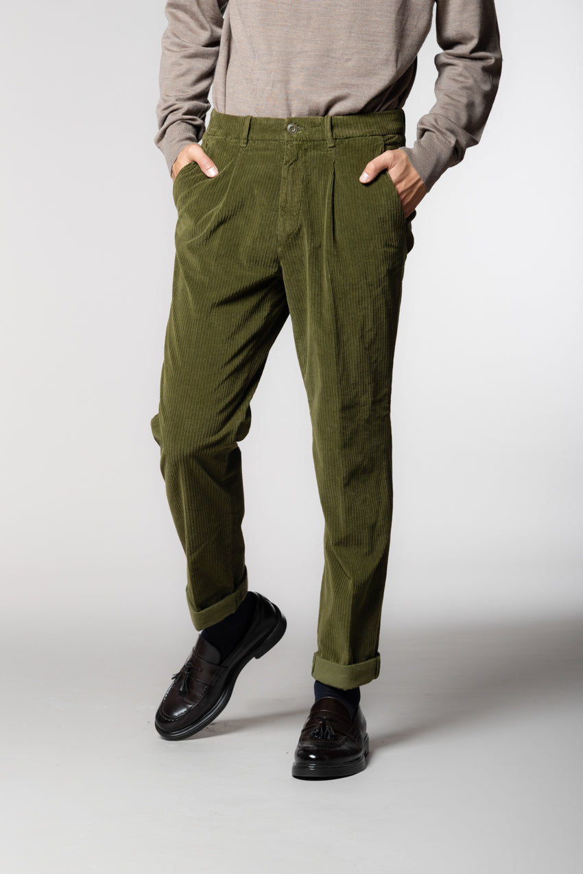 Pinces pantalón chino de hombre en pana de canal francés relaxed fit