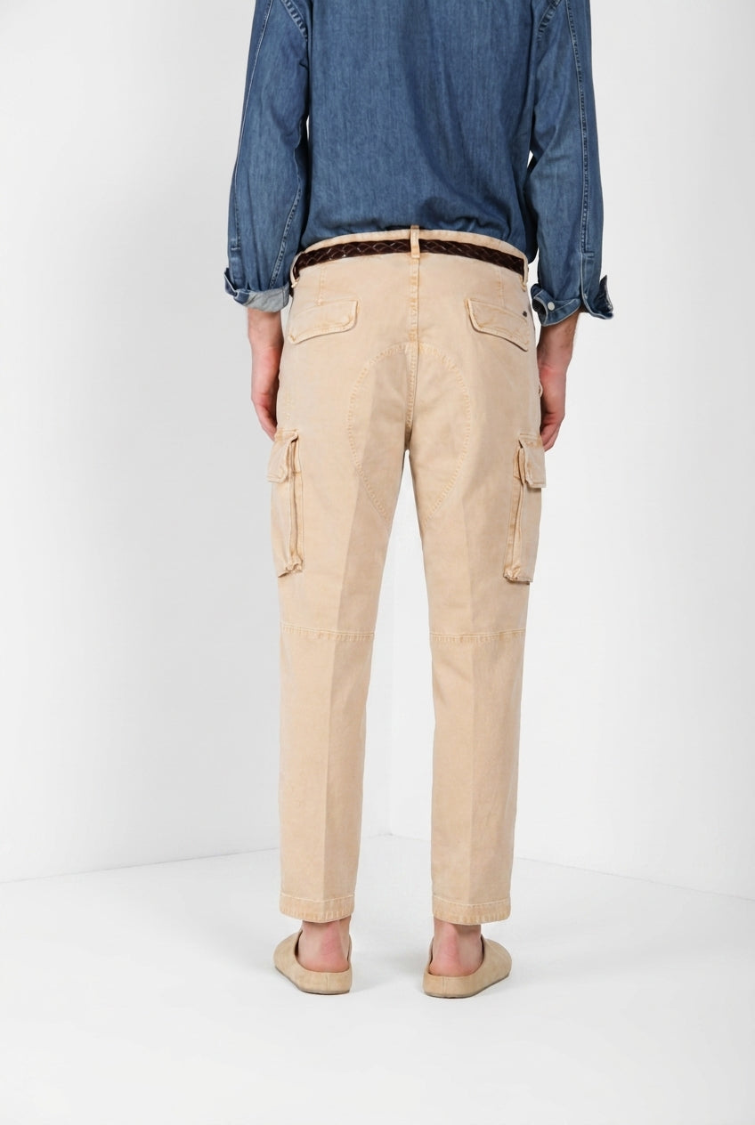 Chile M74 pantalone cargo uomo in panama fiammata relaxed fit ①