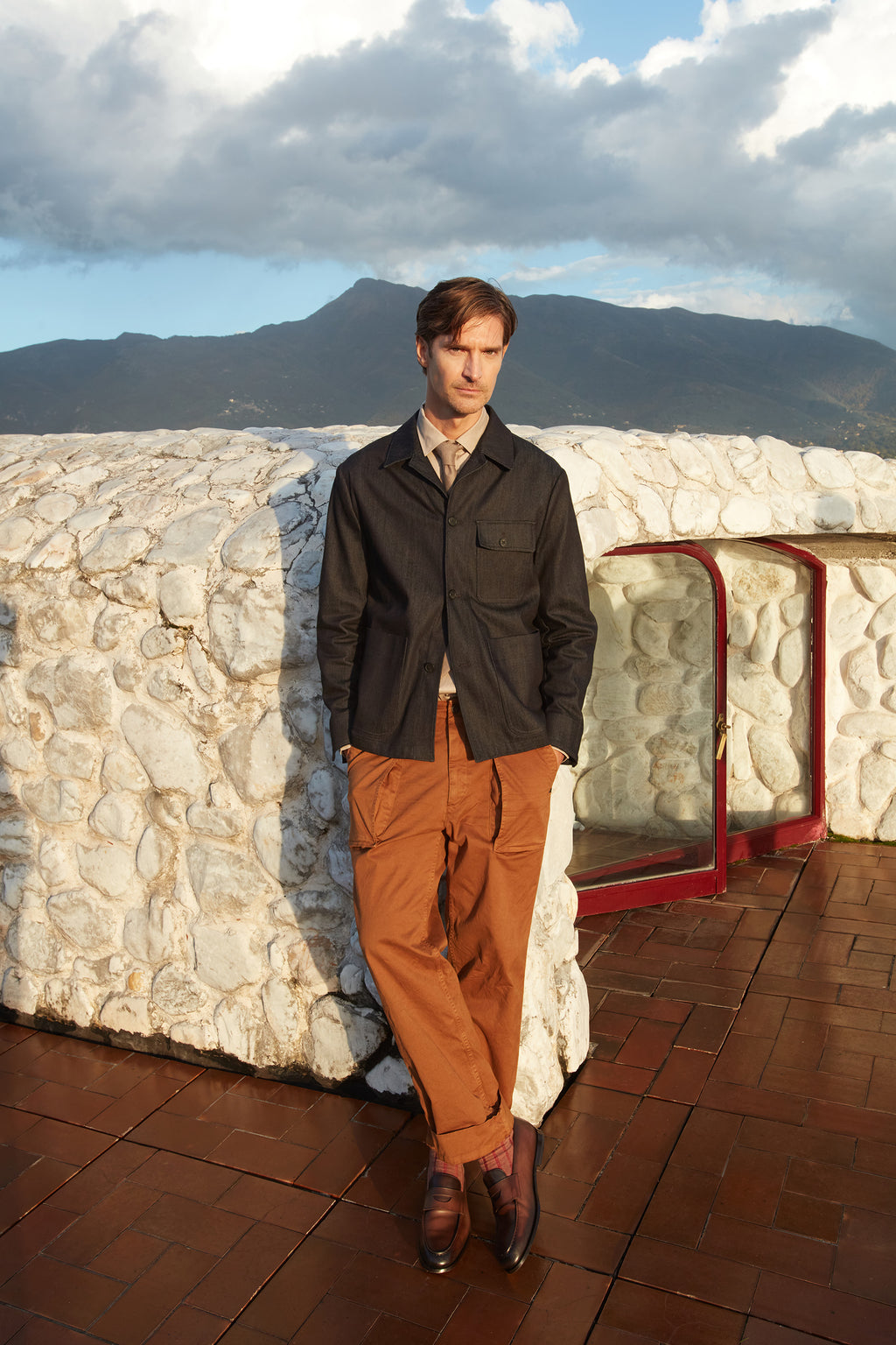 San Luis M74 pantalón cargo de hombre en gabardina relaxed fit 