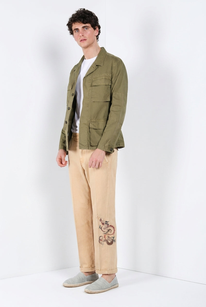 Denver M74 pantalón cargo hombre en panamá flameado relaxed fit ①