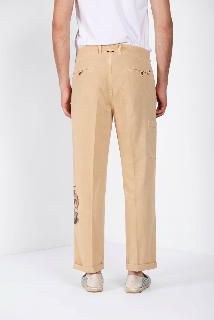 Denver M74 pantalón cargo hombre en panamá flameado relaxed fit ①