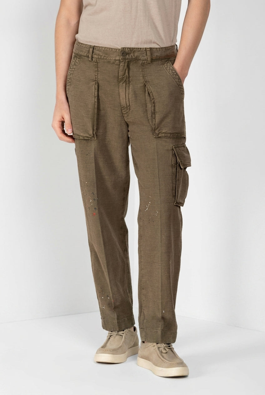 Cuba Work M74 men's cargo pants in slub cotton relaxed fit ①