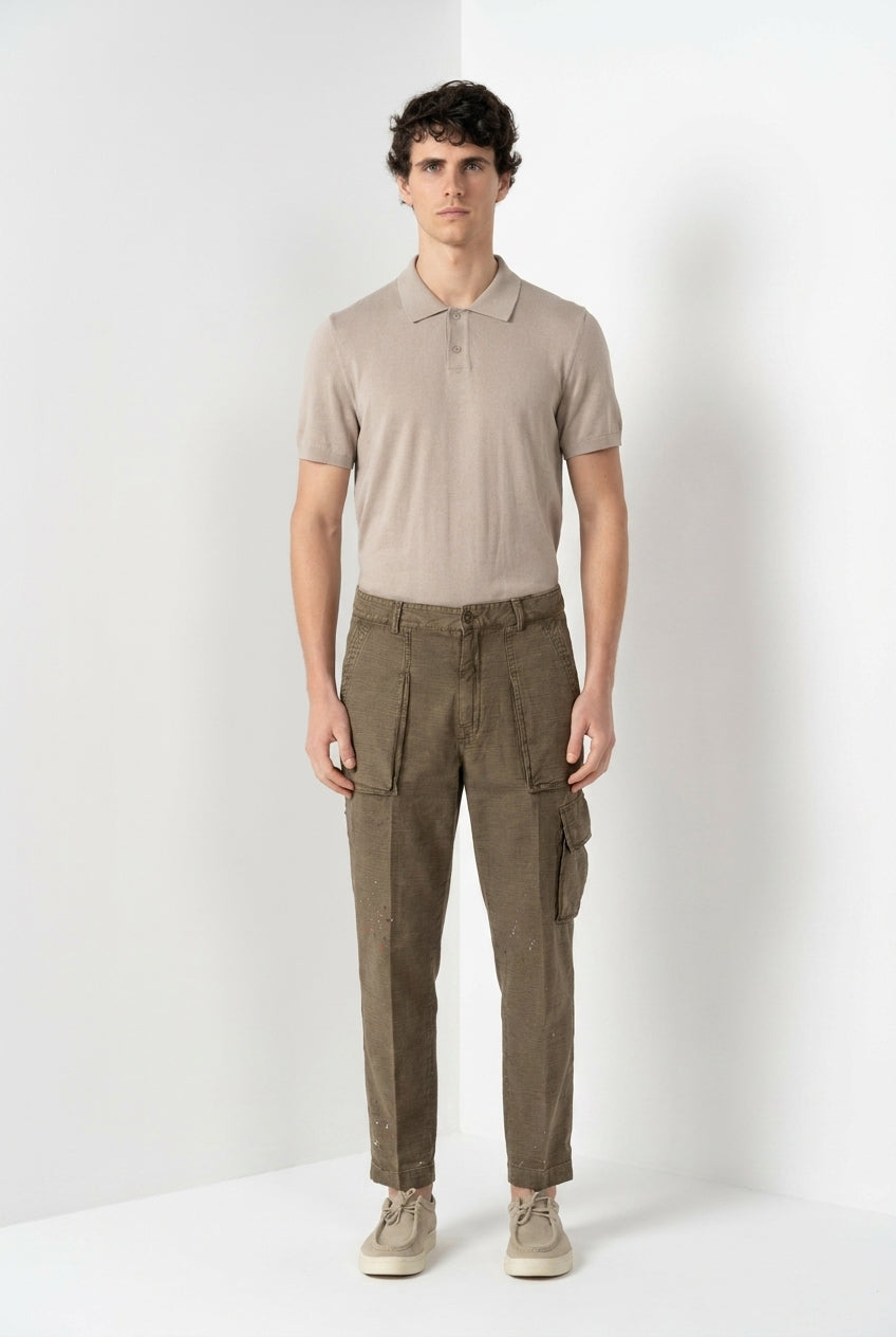 Cuba Work M74 men's cargo pants in slub cotton relaxed fit ①