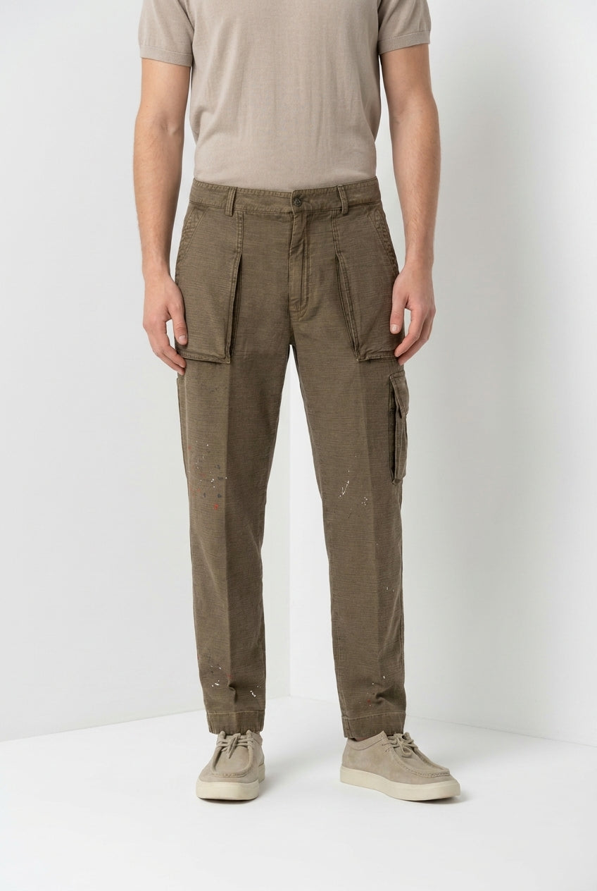 Cuba Work M74 men's cargo pants in slub cotton relaxed fit ①