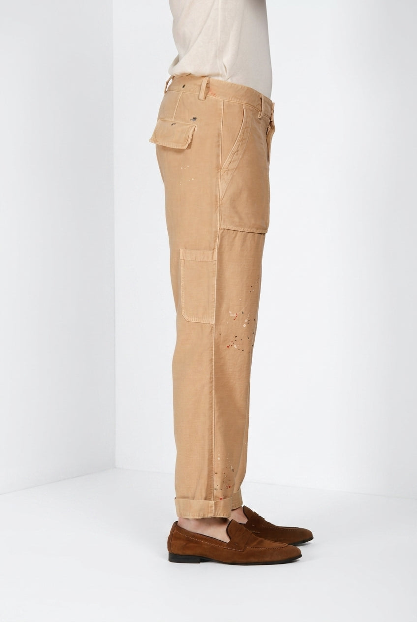 Cuba Work M74 pantalone cargo uomo in cotone fiammato relaxed fit ①