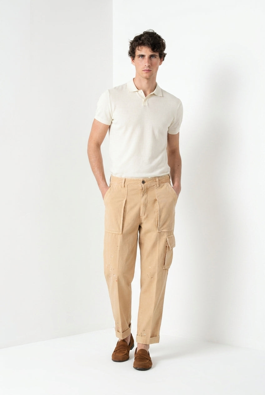 Cuba Work M74 pantalone cargo uomo in cotone fiammato relaxed fit ①