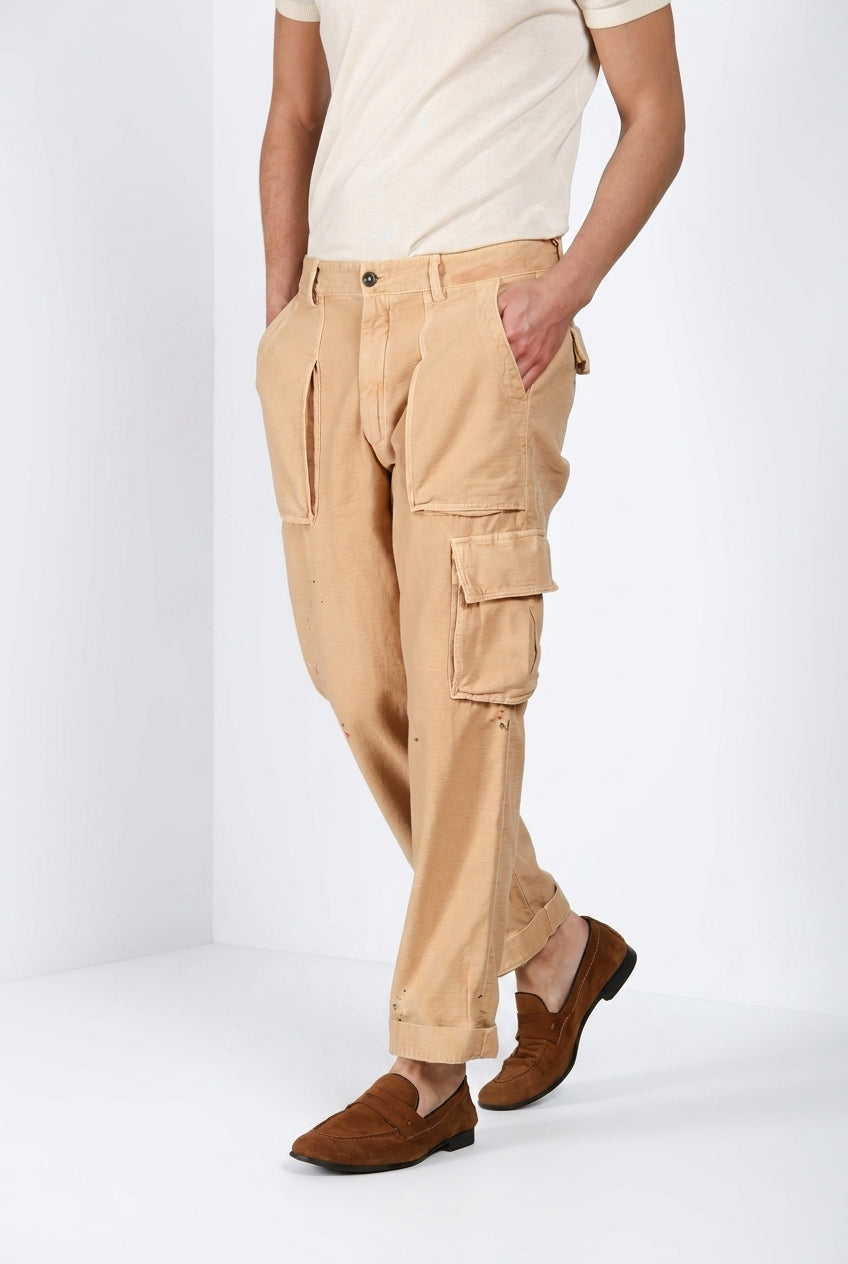 Cuba Work M74 pantalone cargo uomo in cotone fiammato relaxed fit ①