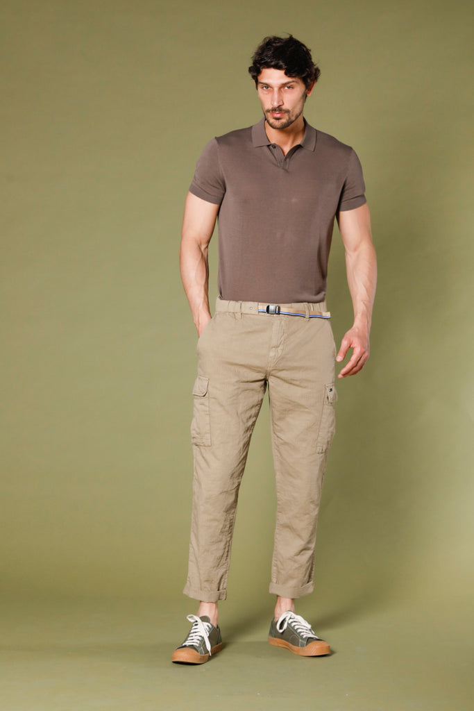 image 5 of men's cargo pants in hemp model chile buckle khaki color regular fit by mason's 