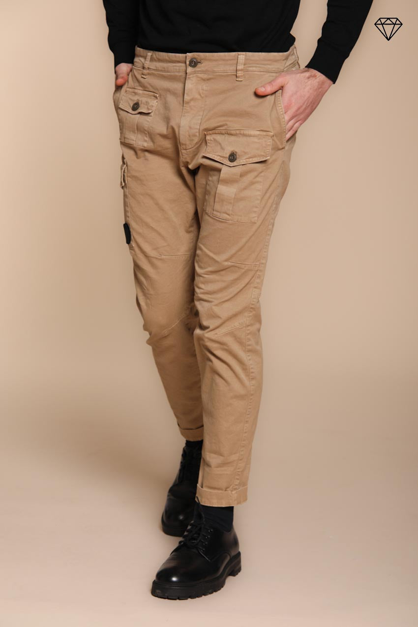 Foto 5 George Coolpocket pantalone cargo uomo in gabardina logo edition carrot fit ①